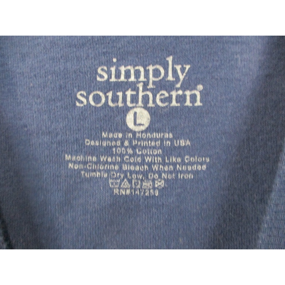 Simply Southern‎ Sweet N Peachy Graphic T-Shirt Navy Blue Cotton Womens Large - Picture 4 of 7